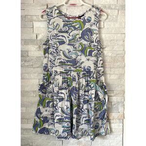 Modcloth Blue White Graphic Sleeveless Pockets Mini Dress   Women's Size Medium
